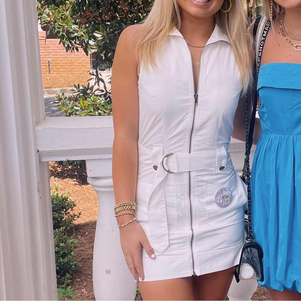 REVOLVE White Zip-Up Mini Dress